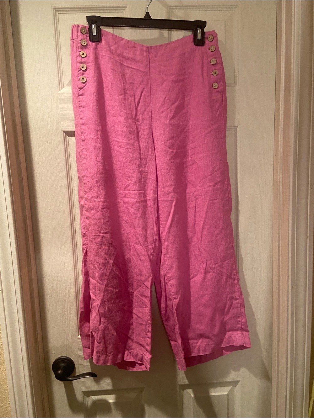 J. Jill Bright Pink Wide Leg Button-Accent Pants